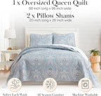 Southshore Fine Living, Inc. Full/Queen Quilt Bedding Set, Paisley Full Size Summer Bedspread, Boho Bedding Set for Full Size Mattress, Queen Size Quilt Coverlet & Matching Shams, Pure Melody Aqua