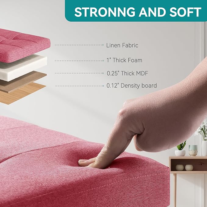 BRIAN & DANY Small Ottoman with Storage, Small Storage Ottoman, Folding Foot Stool with Wood Legs for Living Room and Bedroom Linen Rest Seat, 12.6"x12.6"x12.8" - Hot Pink