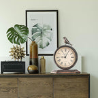 8-Inch Antique Mantel Clocks for Living Room, Retro Table Metal Silent Clocks for Fireplace, Easy to Read Decorative Mantel Clocks with Top Bird for Bedroom, Office, Desktop (Roman Numerals)