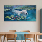 Dog Monet Wall Art with - Large Canvas Wall Art for Bedroom - Framed Landscape Pictures Decor - Classic Vintage Artwork for Living Room, Bedroom, or Office Paintings Wall Decor 24×48IN