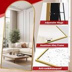 Suidia Arched Full Length Mirror, 76"x34" Floor Mirror Freestanding, Floor Standing Full Body Mirror with Stand for Bedroom, Hanging Leaning Mounted for Living Room Cloakroom, Gold