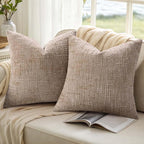 decorUhome Spring Oatmeal Chenille Euro Sham Throw Pillow Covers 24x24 Set of 2 Textured Soft Cozy Slubby Couch Pillow Covers Modern Farmhouse Boho Decorative Pillow Cases for Bed Sofa Living Room