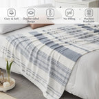WRENGONGE Grey Blue Throw Blanket, 60x80 Soft Cozy Striped Throw Blankets for Couch, Sofa, Bed, Travel, Lightweight Fluffy Warm Plush Decorative Blankets for Women, Men Gift