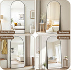 Suidia Arched Full Length Mirror, 72"x44" Floor Mirror Freestanding, Floor Standing Full Body Mirror with Stand for Bedroom, Hanging Leaning Mounted for Living Room Cloakroom, Black