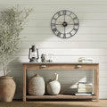 Large Wall Clock, Vintage & Antique European Industrial Decorative Metal Roman Outdoor Clocks, Silent Battery Operated Skeleton Iron Wall Clock Garden/Patio/Pool/Fence-18 Inch, Golden Hand