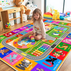 ABC Rug 7' x 9', Kids Rug for Playroom Educational Carpet for Learning Numbers, Colors, Animal Words and Season, Washable Kid Play Mat for Children Classroom Playroom Girls Boys Room