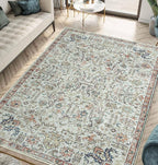 Keen Home Design 8x10 Rug - Machine Washable Area Rug with Non-Slip Backing, Ideal for Living Room, Dining Room, Bedroom - Vintage, Easy Clean, Durable, Low Pile Rug - (8' x 10')