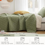 Comfort Spaces Twin Quilt Set Modern Reversible Diamond Coverlet Twin Bedding Set Cozy Quilted Winter Layer, All Season Lightweight Soft Twin Size Quilt, Kienna, Twin/Twin XL Olive Green 2 Piece
