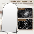 Suidia Arched Full Length Mirror, 86"x46" Floor Mirror Freestanding, Floor Standing Full Body Mirror with Stand for Bedroom, Hanging Leaning Mounted for Living Room Cloakroom, Black