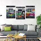 Novatique Banksy Wall Art Street Graffiti Wall Art Abstract Graffiti Painting Art Modern Pop Picture Canvas Print Framed Classic Street Painting for Living Room Home Decor, 20”x 28”x 3Pcs