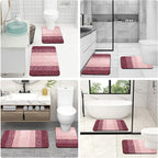 OLANLY Bathroom Rug Set 2 Piece, Soft Absorbent Microfiber Bath Mats and U-Shaped Contour Toilet Rug, Non-Slip, Machine Wash Dry, Plush Shaggy Bath Mats for Bathroom (30"x20"+24"x20", Red)