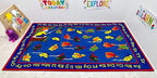 KIDCARPET.COM Lazy River Fishing Rectangle Classroom Rug | Bordered Area Rug for Preschool Daycare Learning, 6' x 8'6"