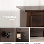 Prepac Sonoma 6-Drawer Double Dresser for Bedroom, Wide Chest of Drawers, Traditional Bedroom Furniture, 59" wide x 17.5" deep x 29" tall, Espresso