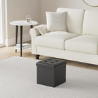 B FSOBEIIALEO Folding Storage Ottoman Cube Footrest Faux Leather for Living Room Seat Chest Black 12.6"X12.6"X12.6"