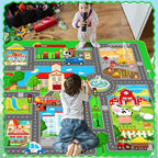 Kids Car Playmat, Kids Rug for Playroom Car Mat Town City Road Traffic Rugs, Play Mat for Floor, Extra Large Boys Kid Car Track Play Rug (Style SIX, 110.2 X 78.7 INCH)