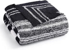 WRENGONGE Black White Throw Blanket, 50x70 Soft Cozy Striped Throw Blankets for Couch, Sofa, Bed, Travel, Lightweight Fluffy Warm Plush Decorative Blankets for Women, Men Gift