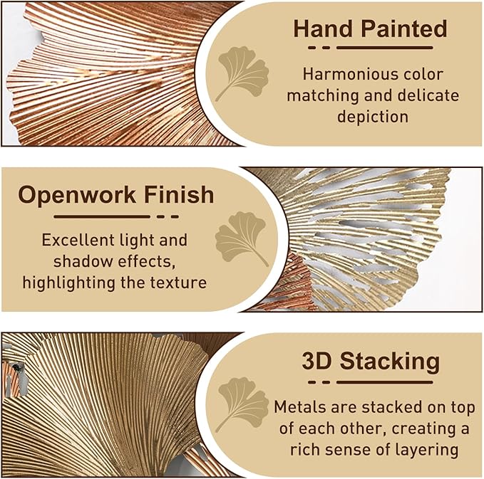 edaknez Gold Metal Wall Decor, Large Metal Wall Art for Living Room, 3D Modern Wall Decoration, for Indoor Outdoor Bedroom Coastal Nautical (D 135x62x6cm)