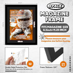 Geetery 8 Pcs Plastic Magazine Frames for Wall Fits 8.5''x11.25'' Magazine Display Frame with Installed Hangers and Core Matting for Home Decoration (Black (Black Mat))
