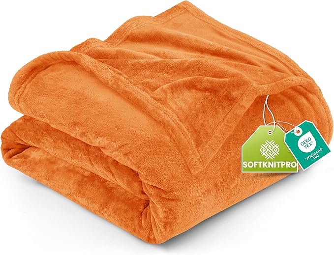 Utopia Bedding Fleece Blanket King Size Burnt Orange 300GSM Luxury Fuzzy Soft Anti-Static Microfiber Bed Blanket (90x102 Inch)