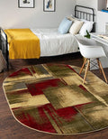 Unique Loom Barista Collection Area Rug - Timor (7' 10" x 10' Oval, Multi/Red)