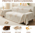 HAOMAIJIA Non Slip Couch Cover Sofa Covers for 3 Cushion Couch Washable sectional Couch Covers for Dogs pet Furniture Protector Couch Cover Blanket for Living Room (CQ-Khaki/Grey, 71"x134")
