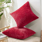 decorUhome Spring Red Chenille Throw Pillow Covers 20x20 Set of 2 Textured Soft Cozy Slubby Couch Pillow Covers Modern Farmhouse Boho Decorative Pillow Cases for Bed Sofa Living Room