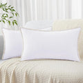 decorUhome Spring Chenille Soft Cozy Throw Pillow Covers 12x20 Set of 2, Modern Farmhouse Boho Velvet Decorative Pillow Cases with Stitched Edge for Couch Sofa Bed Home Decor, White