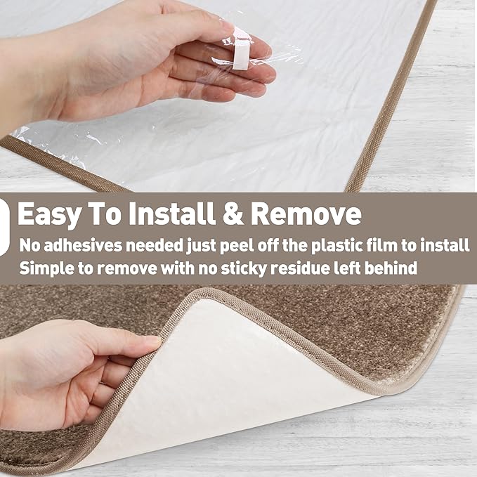 PURE ERA Carpet Stair Treads Tape Free Non Slip Indoor Stair Carpet Stair Protectors Pet-Friendly Non-Slip Skid Resistant Washable Reusable 8" x 30"(2 Pieces,Camel Brown)