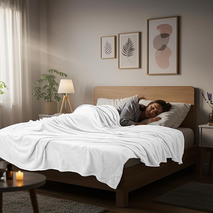 Utopia Bedding Fleece Blanket Twin Size White (60x80 Inches) Ultra Soft Warm Lightweight Microfiber Breathable Anti-Static Cozy Winter Bed Blanket, All-Season Home Decor Gift for Men & Women