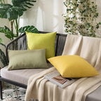 MIULEE Pack of 2 Decorative Outdoor Solid Waterproof Throw Pillow Covers Spring Faux Linen Garden Farmhouse Cushion Cases for Patio Tent Balcony Couch Sofa 20x20 Inch Light Olive Green