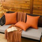 MIULEE Pack of 2 Decorative Outdoor Solid Waterproof Throw Pillow Covers Euro Sham Faux Linen Garden Farmhouse Cushion Cases for Summer Patio Tent Balcony Couch Sofa 22x22 Inch Orange