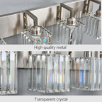 Modern Bathroom Vanity Light 4-Lights Brushed Nickel Vanity Light Crystal Wall Light Bathroom Light Fixtures