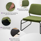 DAICO Modern Accent Chair Armless Sling Accent Chairs Comfy Upholstered Side Sitting Chairs with Metal Frame for Living Room Bedroom Balcony Garden, Linen, Green