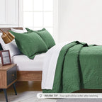 Love's cabin Quilts for Queen Bed Olive Green Bedspreads - Soft Bed Summer Lightweight Bedspread Comforter - Modern Style Coin Pattern Coverlet for All Season - 3 Pieces (1 Quilt, 2 Pillow Shams)