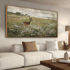 Vintage Wall Art for Living Room Farmhouse Wall Art, Country Wall Decor, Deer Art - Rustic Nature Canvas, Large Landscape Pictures for Bedroom Framed Artwork for Walls 29×58IN