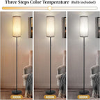 Floor Lamp for Living Room, Modern Standing Lamps with Lampshade, Minimalist Tall Lamp with Chain Switch for Living Room, LED Bulb Included (Beige Shade)