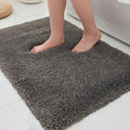 ILANGO Dark Gray Bathroom Rugs 24" × 17" Small Non Slip & Super Absorbent Extra Thick Soft, Washable Bath Mat for Floor, Microfiber Plush Shaggy Bath Rug with Rubber for Bathtub Shower Room Sink