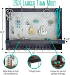 OUTSHINE Large Farmhouse Wall Jewelry Organizer (Espresso) | Wall Organizer For Earrings, Necklace, Bracelet, Hair Accessories | Chicken Wire Earring Holder | For Women, Wife, Mom, Girlfriend