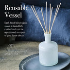 LAFCO New York Signature Reed Diffuser, Marine - 15 oz - Up to 9 Months Fragrance Life - Reusable, Hand Blown Glass Vessel - Natural Wood Reeds - Made in The USA