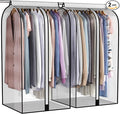 22” Gusseted Garment Bags for Hanging Clothes, All Clear Clothes Cover for Closet Storage, Wardrobe Coat Protector for Suit, Shirt Dress, Bottom Enclosed, 2 Pack, 40” Long
