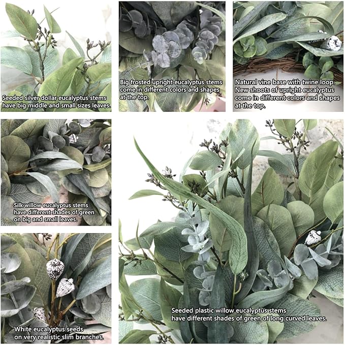 26 Inch Artificial Eucalyptus Wreaths for Front Door for All Seasons,Spring Summer Fall Autumn Winter Christmas Wreath,Large Neutral Everyday Greenery Wreath,Home Wall Door Porch Decor