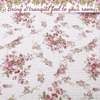 ozy Line Home Fashions Floral Reversible 100% Cotton Bedding Quilted Throw Blanket, Reversible & Lightweight, 60" x 50" Inch (Throw, Vintage Rose)