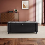GRAINELL Storage Ottoman Bench, Upholstered Tufted Bedroom Bench with Storage, End of Bed Storage Bench for Living Room & Entryway, 350 lb Capacity, Leather Black