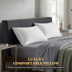 Feather Pillows Standard Size Set of 2 Goose Down Pillows with 100% Breathable Cotton Cover, Hotel Collection Bed Pillows for Sleeping, Soft Support for Back, Stomach and Side Sleepers