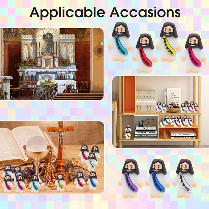 210 Pack Little Jesus Figurines in Bulk, Pocket Jesus Loves You, Jesus Small Figures, Little Tiny Jesus Figures for Church Christmas Party Favors Baptism Gifts Religious Gifts for Easter Egg Stuffers
