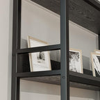 IRONCK Corner Bookshelf 5 Tiers, Industrial Corner Bookcase with Baffles Etagere, L Shaped Bookshelves with Metal Frame, Corner Shelf Storage Rack for Living Room Home Office