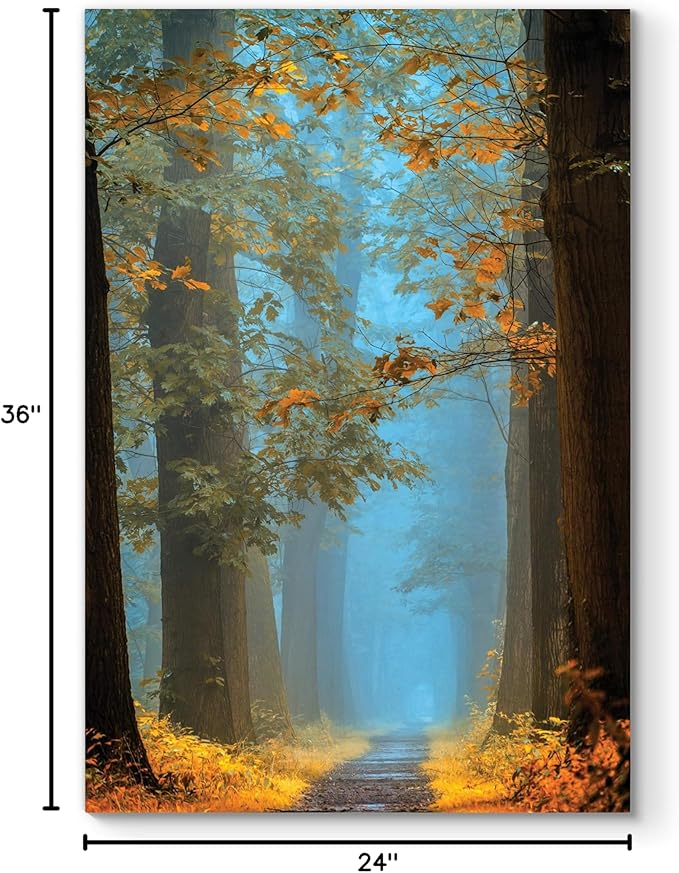 Renditions Gallery Nature Canvas Wall Art Home Paintings & Prints Misty Orange Blue Avenue Glam Modern Wall Hanging Artwork Decorations for Bedroom Dining Office Kitchen - 24"x36" LT06