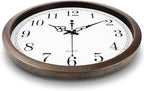 Bernhard Products Large Wall Clock 16 Inch Silent Non Ticking Movement Quartz Battery Operated Round Easy to Read Decorative Classic Brown Home/Kitchen/Office/Classroom/School Clocks, Black Numbers