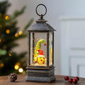 10'' Christmas Gnomes Snow Globe Lantern Lighted Santa Elf Musical Water Lantern Swirling Glittering Home Decoration and Gift, Battery Operated or USB Powered