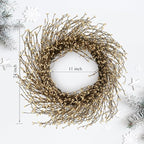 Artificial Twig Fall Front Door Wreath 24 Inch Autumn Cream Berry Wreath with Eucalyptus Leaves and Grapevine for Farmhouse Window Christmas Hanging Home Decor